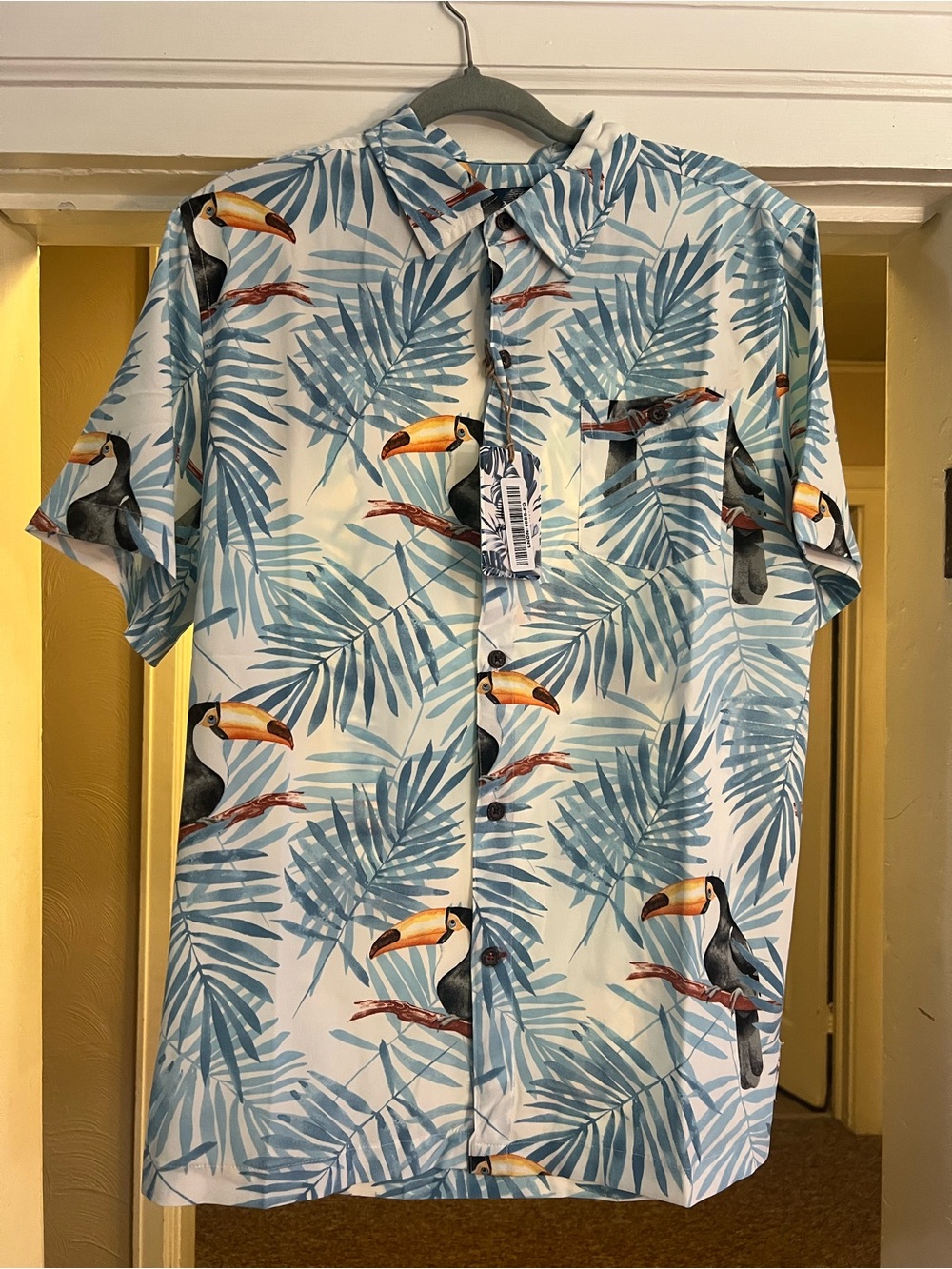 Havana Jim Men’s Toucan Hawaiian Beach Tropical Vacation Print Button Up New M